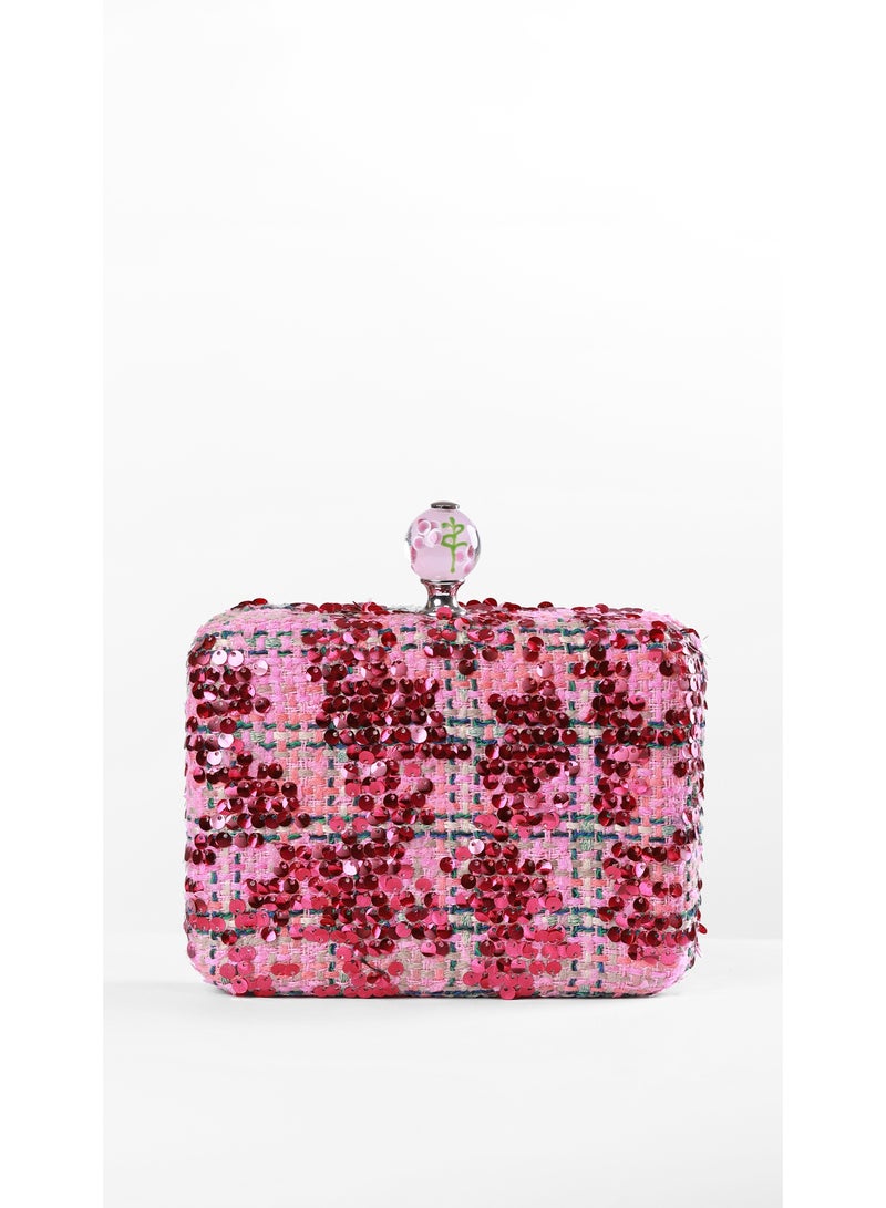 كيفيلي حقيبة سهرة بلون وردي مزهر - Image 1